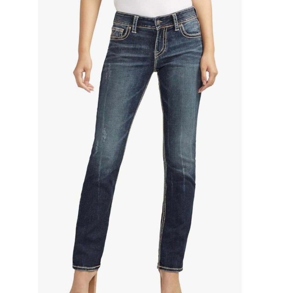 Silver Jeans Co. Suki Mid-Rise Bootcut Distressed Jeans, 27x33